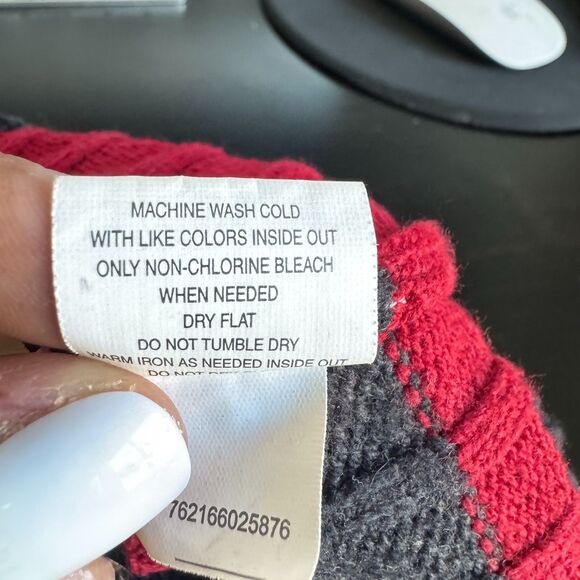 Silverlake W XL Black Red Striped Ribbed Half Zip Sweater 60/40 Cotton Blend - Picture 4 of 10